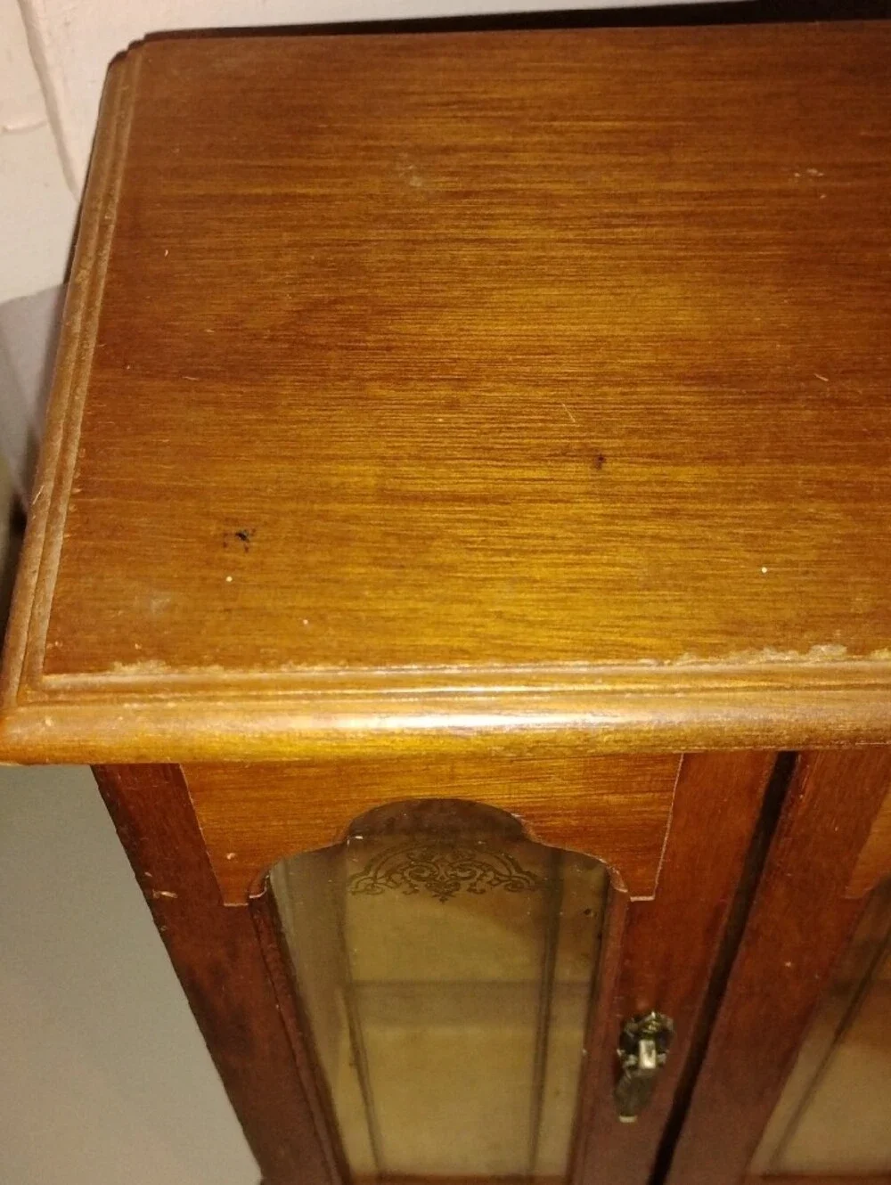 Vintage Wood Jewelry Armoire- Dresser Top Style TLC 12.5 L X 5.5 W X 17.5 H